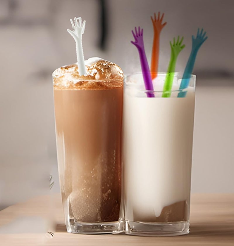 FOYARA 20Pcs Creative Hand Shaped Swizzle Sticks Coffee Beverage Drink Stirrers Plastic Cocktail Stir Sticks Mixed-color - Image 4